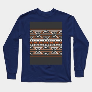 Native American Traditional Ethnic Tribal Geometric Navajo Blanket Motif Pattern Grey Long Sleeve T-Shirt